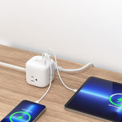 Amazon Basics Power Strip Cube 3 Outlet 3 USB Ports, 1 USB-C(15W) and 2 USB-A(12W), 5 ft Extension Cord, Home, Office, Travel, White