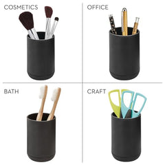 iDesign Cade Toothbrush Holder, Holds Normal Toothbrushes, Spin Brushes, and Toothpaste - Matte Black, 3" x 3" x 4. 5"