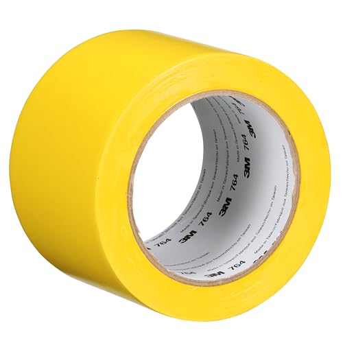 3M Vinyl Tape 764, General Purpose, 3 in x 36 yd, Yellow, 1 Roll, Light Traffic Floor Marking, Social Distancing, Color Coding, Safety, Bundling