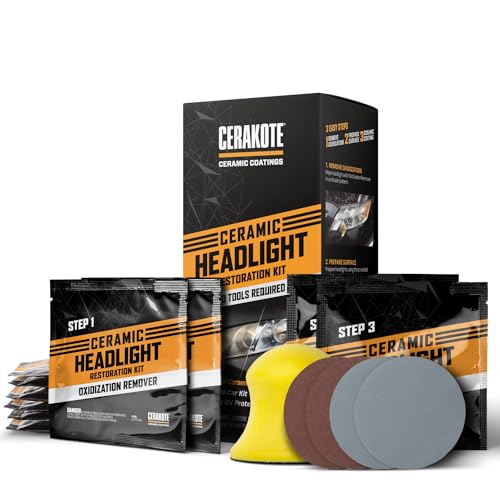 CERAKOTE® Ceramic Headlight Restoration Kit – Guaranteed To Last As Long As You Own Your Vehicle – Brings Headlights back to Like New Condition - 3 Easy Steps - No Power Tools Required