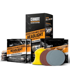 CERAKOTE® Ceramic Headlight Restoration Kit – Guaranteed To Last As Long As You Own Your Vehicle – Brings Headlights back to Like New Condition - 3 Easy Steps - No Power Tools Required