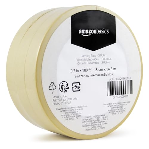 AmazonBasics Masking Tape - 0.7 in x 180 ft , 3 Rolls