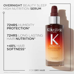 Kérastase Nutritive Night Hair Serum, 8H Magic Night Serum, Nourishing Hair Serum with Niacinamide, Overnight Leave-In Treatment for Dry Hair, Lightweight and Non-Greasy, 90 ml