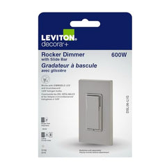 Decora Dimmer with Slide Bar and Rocker Switch, Grey