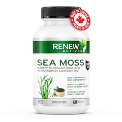 Renew Actives Sea Moss Capsules - Premium Triple-Action Antioxidant Blend with BioPerine for Ultimate Absorption - Organic Irish Sea Moss, Bladderwrack & Burdock Root - 60 Capsules