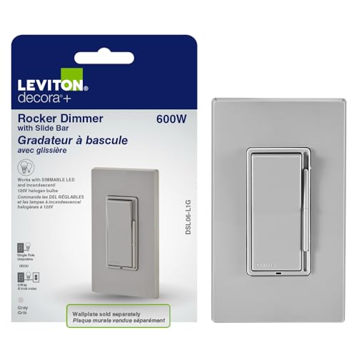 Decora Dimmer with Slide Bar and Rocker Switch, Grey