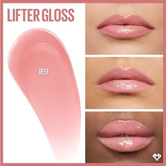 Maybelline New York Lifter Gloss, Hydrating Lip Gloss, High Shine for Fuller Looking Lips, Reef, Peachy Neutral, 5.4 ml