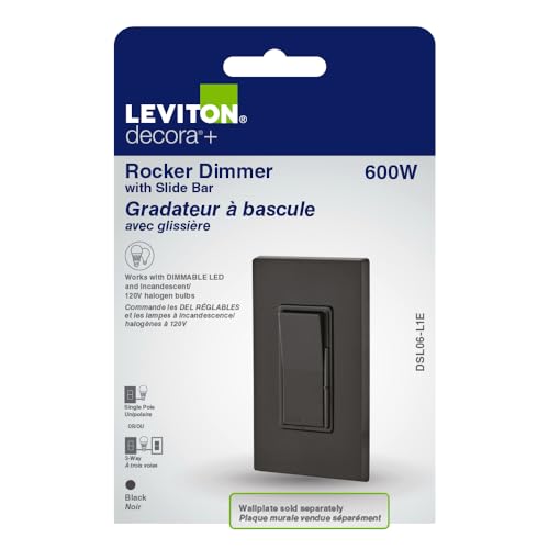 Decora Dimmer with Slide Bar and Rocker Switch, Black