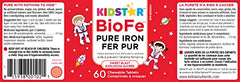 KidStar Nutrients BioFe Pure Iron Chewables, Sweet Blast, No Sugar, Sweetened with Xylitol, 60 Chewable Tablets