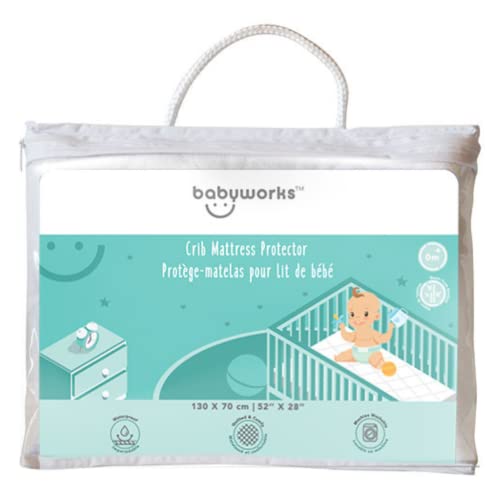 Quilted and Fitted Bamboo Crib Mattress Protector | Crib Size – 52 inches by 28 inches | 9 Inch Extra Long Bed Skirt with Elastic Bottom | Super Soft and Ultra Absorbent | Prevents Stains | Washable and Dryer Safe