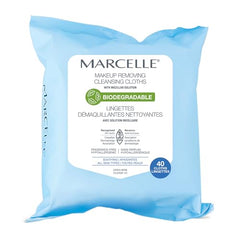 Marcelle Biodegradable and Recyclable Soothing Makeup Cleansing Cloths, All Skin Types, Hypoallergenic, Fragrance-Free, Cruelty-Free, Paraben-Free, Oil-Free, Non-Comedogenic, Vegan, 40 Cloths