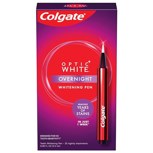 Colgate Optic White Overnight Teeth Whitening Pen, Teeth Stain Remover to Whiten Teeth, 35 Nightly Treatments