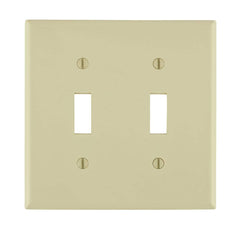 Leviton 80709-I 2-Gang Toggle Device Switch Wallplate, Standard Size, Thermoplastic Nylon, Device Mount, Ivory