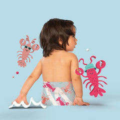 Hello Bello Premium Swim Diapers - Affordable Hypoallergenic and Eco-Friendly Disposable Swim Dipes for Babies and Kids, Size Medium (Diaper Size 4/5) - Swimming Sloths Design, 18 Count