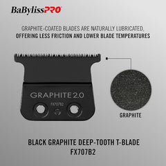 BaBylissPRO Barberology Deep Tooth Replacement Trimmer Blade, Black Graphite T Blade (FX707B2)