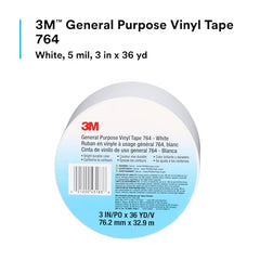 3M Vinyl Tape 764, 3 in by 108 ft ,White,Social Distancing ,Floor & Safety Marking, 1 Roll