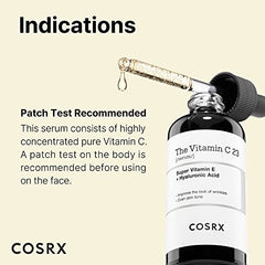 COSRX Pure Vitamin C 23% Serum with Vitamin E & Hyaluronic Acid, Brightening & Hydrating Facial Serum for Fine Lines, Uneven Skin Tone & Dull Skin, 0.7oz/20g, Korean Skincare