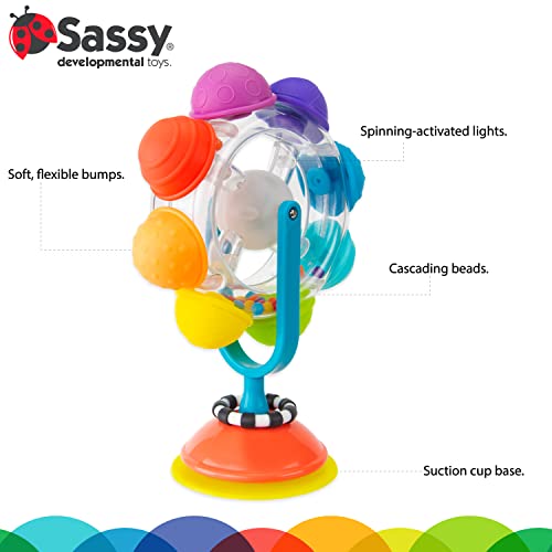 Sassy Light Up Rainbow Reel | Suction Cup High Chair Toy | Developmental Tray Toy for Early Learning | For Ages 6 Months and Up