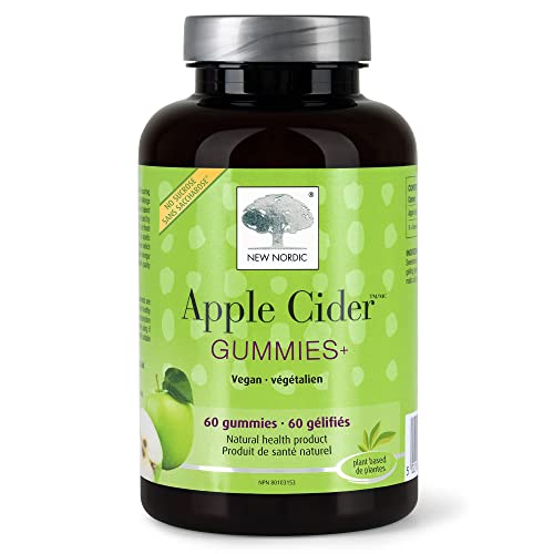 New Nordic Apple Cider Gummies with the Mother Strain, Vegan Chewable ACV Supplement, No Vinegar Taste, 60 Count (Pack of 1)