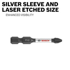 Bosch CCSV208 8Piece Impact Tough Phillips, Square & Torx 2 In. Power Bits with Clip for Custom Case System