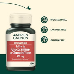 Adrien Gagnon - Glucosamine + Chondroitin 900 mg, for Joint Pain Relief, 120 (80+40 Bonus) count