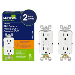 15 Amp Smartlock Pro Duplex Non Tamper Resistant GFCI Outlet White with White Button (2 Pack)