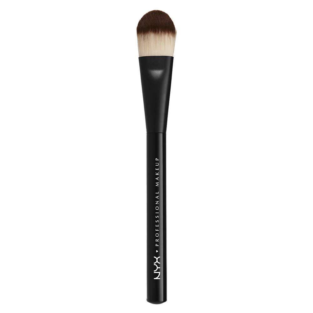 NYX PROFESSIONAL MAKEUP, Pro Flat Foundation Brush, Pro makeup brush, Tapered brush great for liquid or cream foundations, Streak-free application