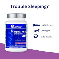 CanPrev Magnesium Bisglycinate Chelated + GABA & Melatonin | 120 Caps | Muscle Health, Bone Health and Cramp Relief