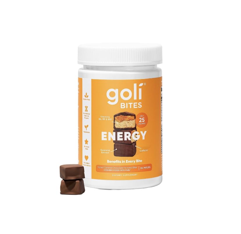 Goli® Energy Bites - 30 Count - salted caramel chocolate flavor Guarana extract, Caffeine, Vitamins B6, B9 & B12