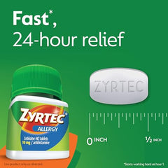 Zyrtec 24 Hour Allergy Relief Tablets, Indoor & Outdoor Allergy Medicine with 10 mg Cetirizine HCl per Antihistamine Tablet, Relief of Allergies, 60 ct