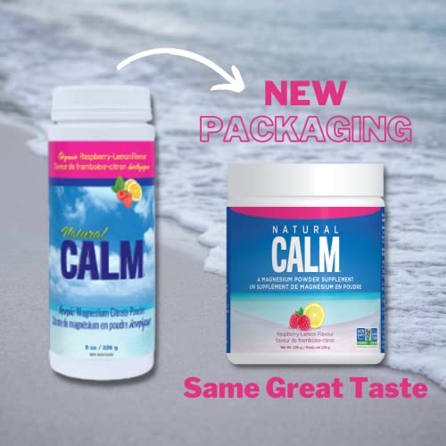 Natural Calm Magnesium Citrate Powder (Raspberry Lemon Flavour), 226g - Quick Absorbing - Loved Magnesium Drink