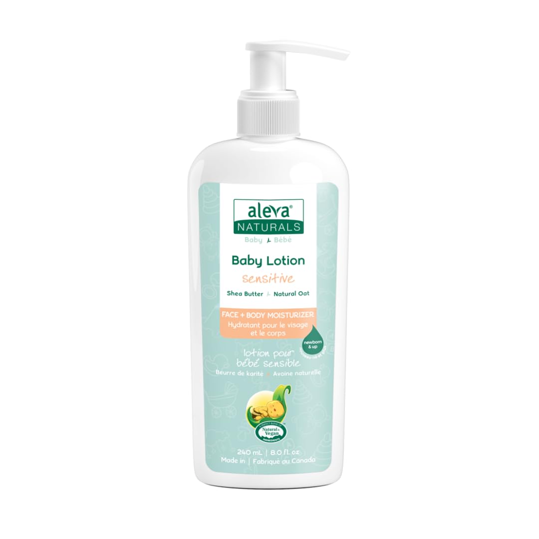 Aleva Naturals Baby Lotion Face + Body Moisturizer- For Sensitive Dry Skin, Face and Body Lotion, Made with Natural and Organic Ingredients, for Babies and Toddlers - 240ml