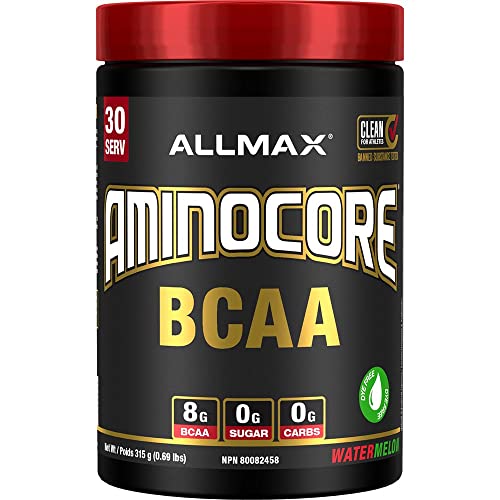 ALLMAX Nutrition Aminocore Bcaa - 8g Bcaas - 100% Pure Branch Chained Amino Acids - Gluten Free 315 gram Watermelon