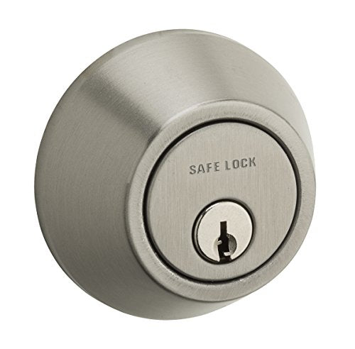 Weiser Safelock Satin Nickel Round Deadbolt Lock, ANSI/BHMA Grade 3 Certified Front Door Lock, Exterior Door Lock with Key, Traditional Door Locks for Entry Door