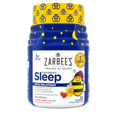 Zarbee's Kids 1mg Melatonin Gummy; Drug-Free & Effective Sleep Supplement for Children Ages 3 and Up; Natural Berry Flavored Gummies; 50 Count