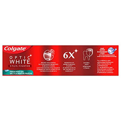 Colgate Optic White Stain Fighter Teeth Whitening Toothpaste, Fresh Mint Gel - 90 ml, 3 Pack