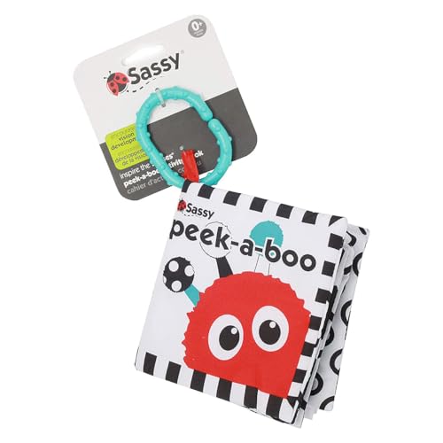 Sassy Peek-A-Boo Activity Book | Developmental Book for Babies with High Contrast and Crinkle Pages | for Ages Newborn and Up