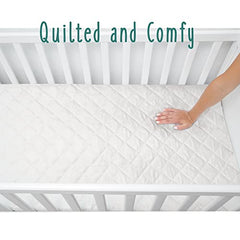 Quilted and Fitted Bamboo Crib Mattress Protector | Crib Size – 52 inches by 28 inches | 9 Inch Extra Long Bed Skirt with Elastic Bottom | Super Soft and Ultra Absorbent | Prevents Stains | Washable and Dryer Safe