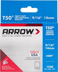 Arrow Fastener 50924 9/16-Inch Genuine T50 Staples, 1,250-Pack , Grey