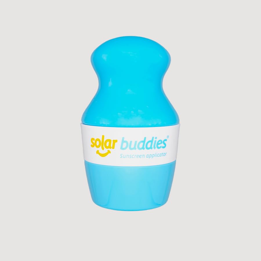 Solar Buddies Sunscreen Applicator - Single Full Blue - BPA-Free Refillable Roll on Sponge Sunscreen, Suncream & Lotion Applicator For Kids, Adults & Families - Holds 3.4fl oz, Perfect Size for Travel