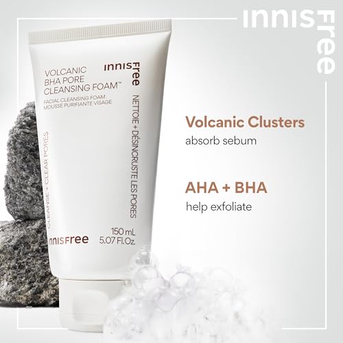 innisfree Volcanic BHA Pore Cleansing Foam with Salicylic Acid, Sulfate Free, Exfoliating Korean Cleansing Foam