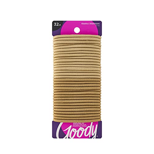 Goody Ouchless Women's Braided Elastics, Blondes, (32 CT Total/Pack of 1) 4MM for Medium Hair