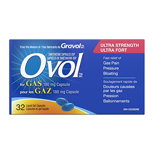 Ovol Ultra Strength Softgels Capsule For Gas, Relief for Gas Pain, Pressure, Bloating, Made in Canada, 180mg