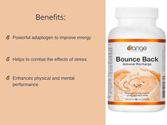 Orange Naturals - Bounce Back - 90 v-caps - Adrenal Recharge Supplements - Adaptogens Helps Improve Energy, Pressure Relief, Physical And Mental Performance, Promote Relaxation and Glandular Repair