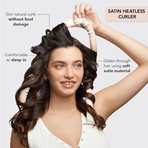 Kitsch Satin Heatless Curling Set - Overnight Hair Curlers to Sleep in, Heatless Curls, Heatless Hair Curler Overnight Curls, Heatless Curling Rod Headband, No Heat Soft Curlers, Hair Rollers - Sunset