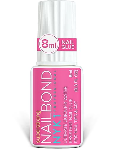 Super Strong Nail Glue For Nail Tips, Acrylic Nails and Press On Nails (8ml) NYK1 Nail Bond Brush On Nail Glue For Press On Nails Long Lasting Nail Glue For Acrylic Nails Fake Nails Tips Nail Glue Gel