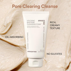 innisfree Volcanic BHA Pore Cleansing Foam with Salicylic Acid, Sulfate Free, Exfoliating Korean Cleansing Foam