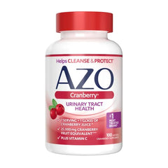 AZO Cranberry Supplement, Made with Concentrated Whole Fruit Cranberry Powder to Help Cleanse and Protect the Urinary Tract*, Sugar Free Cranberry Pills, Non-GMO, 100 Softgels