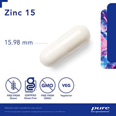 Pure Encapsulations Zinc 15 mg - Zinc Picolinate Supplement for Immune System Support - For Wound Healing - With Premium Zinc Picolinate - 180 Capsules