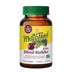 MegaFood Blood Builder - Iron Supplement Clinically Shown to Increase Iron Levels without Side Effects - Iron Supplement for Women with Vitamin C, Vitamin B12 and Folic Acid - Vegan - 30 Tabs